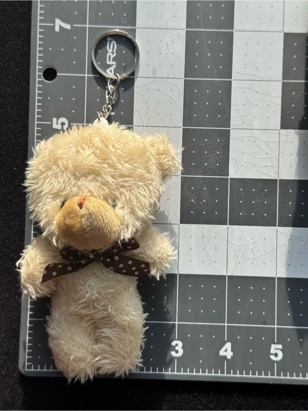 Cream Plush Teddy Bear Keychain Bag Charm Brown Bow NIP